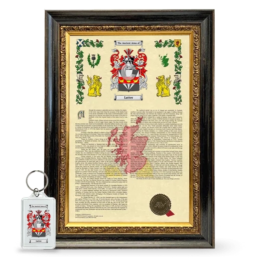 Latter Framed Armorial History and Keychain - Heirloom