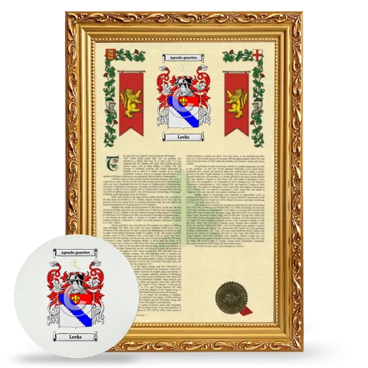 Leeks Framed Armorial History and Mouse Pad - Gold