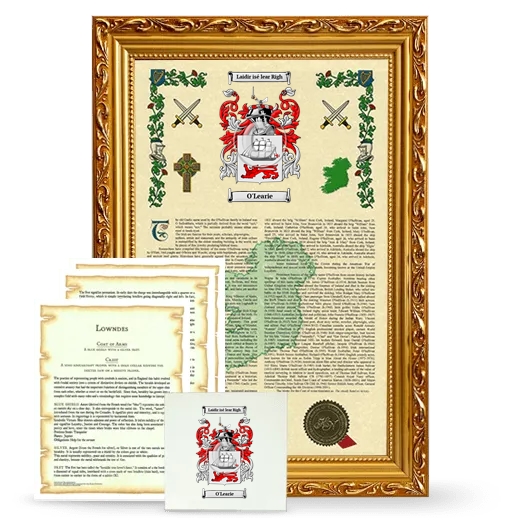 O'Learie Framed Armorial, Symbolism and Large Tile - Gold
