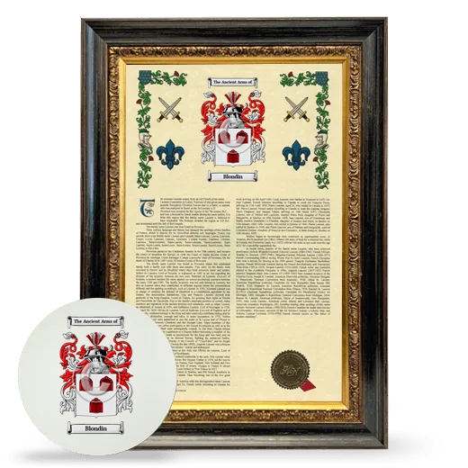 Blondin Framed Armorial History and Mouse Pad - Heirloom