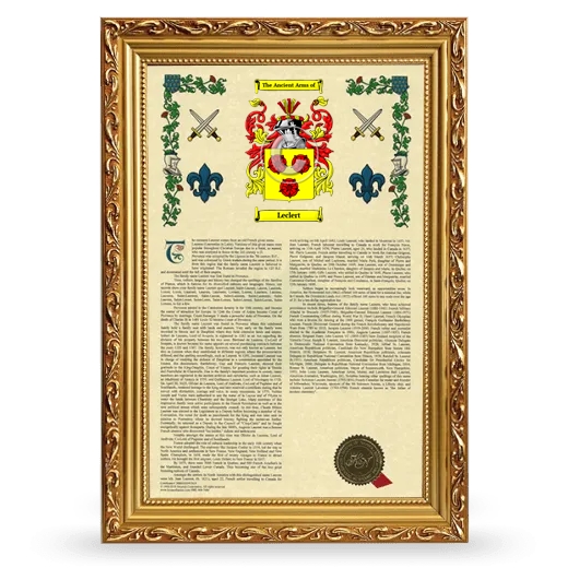 Leclert Armorial History Framed - Gold