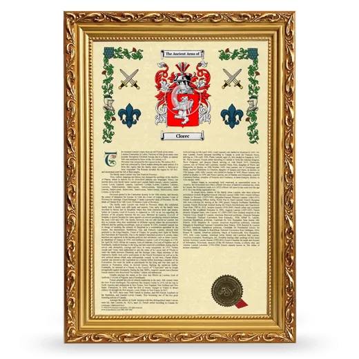 Clorec Armorial History Framed - Gold