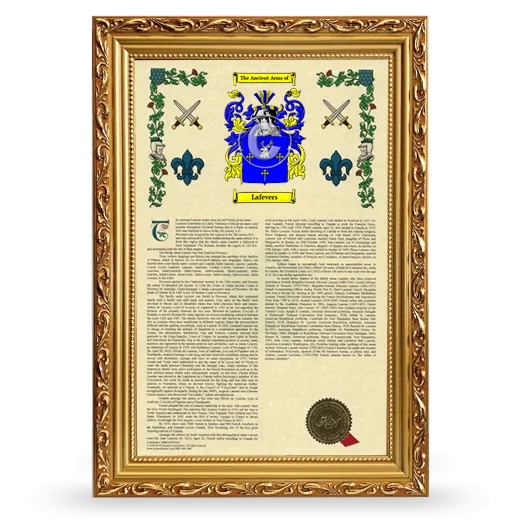 Lafevers Armorial History Framed - Gold