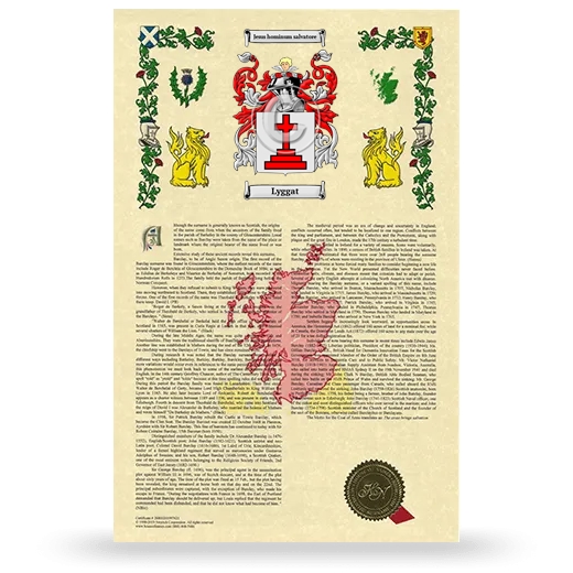 Lyggat Armorial History with Coat of Arms