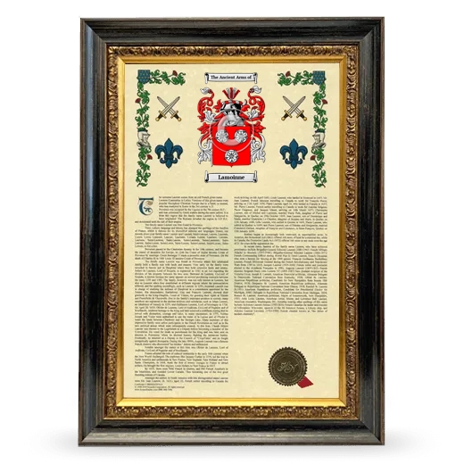 Lamoinne Armorial History Framed - Heirloom