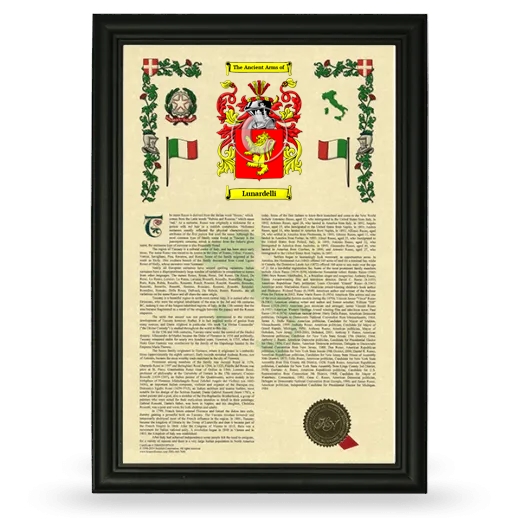 Lunardelli Armorial History Framed - Black