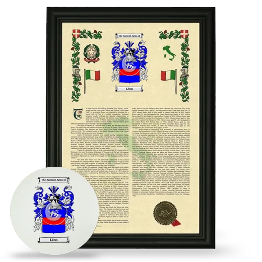 Léon Framed Armorial History and Mouse Pad - Black