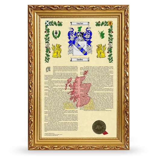 Lasley Armorial History Framed - Gold