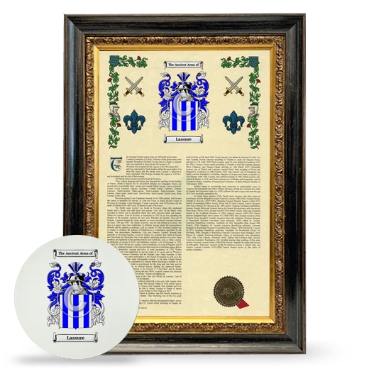 Laasure Framed Armorial History and Mouse Pad - Heirloom