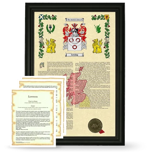 Lessing Framed Armorial History and Symbolism - Black