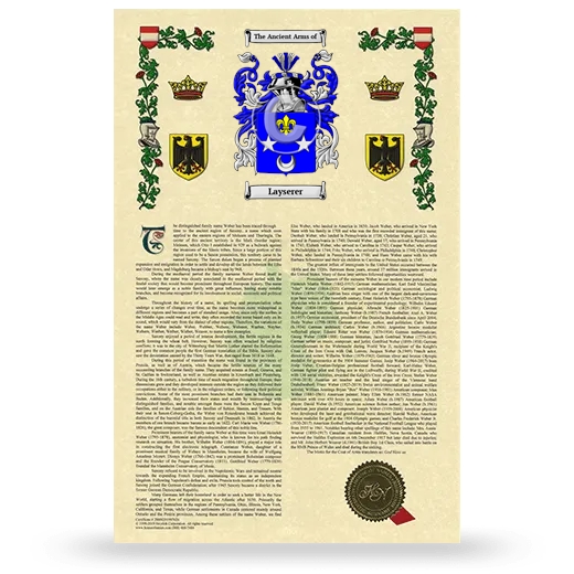 Layserer Armorial History with Coat of Arms