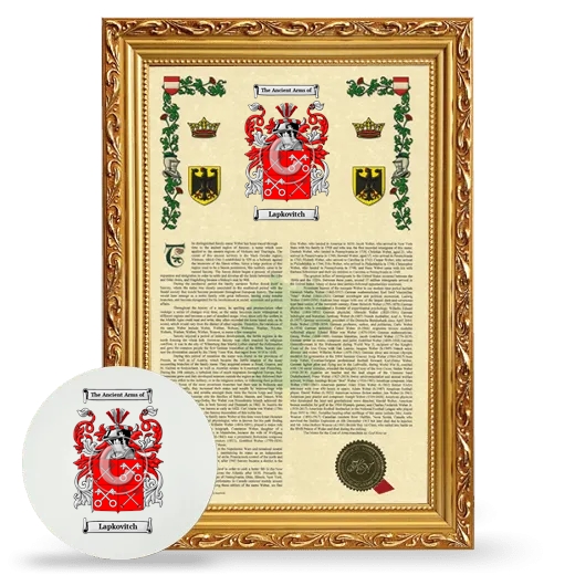 Lapkovitch Framed Armorial History and Mouse Pad - Gold