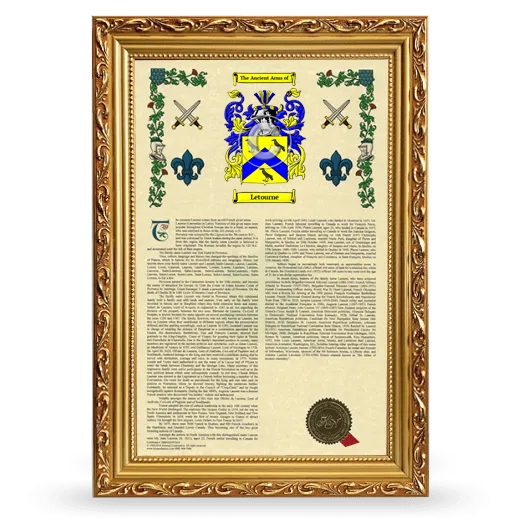 Letourne Armorial History Framed - Gold