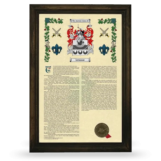 Levassor Armorial History Framed - Brown