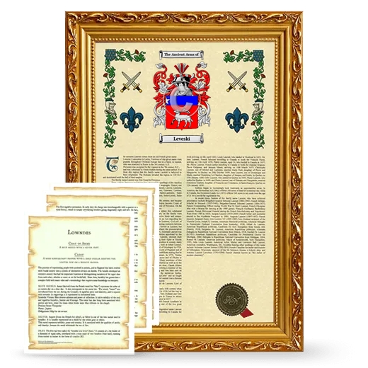 Leveski Framed Armorial History and Symbolism - Gold