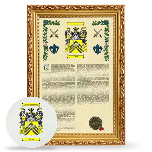 Livas Framed Armorial History and Mouse Pad - Gold