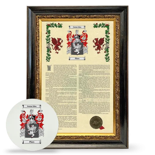 Plues Framed Armorial History and Mouse Pad - Heirloom