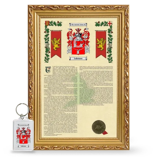 Lukeman Framed Armorial History and Keychain - Gold