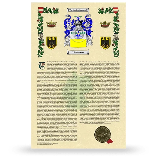 Lindeman Armorial History with Coat of Arms