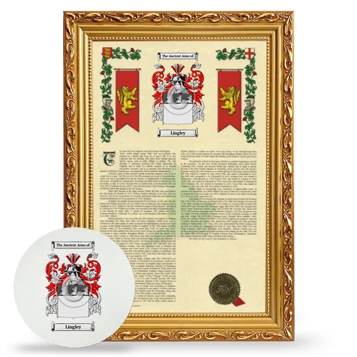 Lingley Framed Armorial History and Mouse Pad - Gold