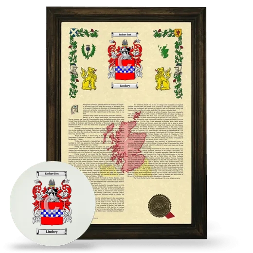 Lindsey Framed Armorial History and Mouse Pad - Brown