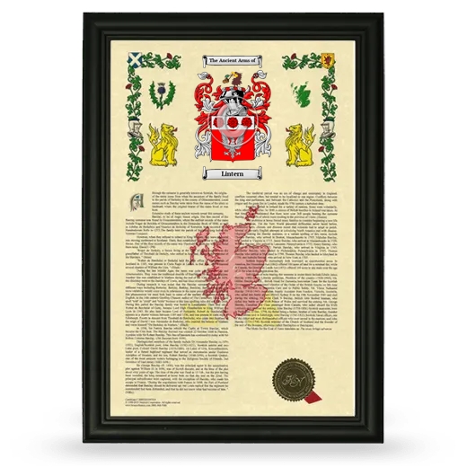 Lintern Armorial History Framed - Black