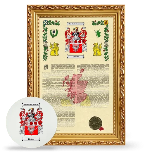 Linton Framed Armorial History and Mouse Pad - Gold