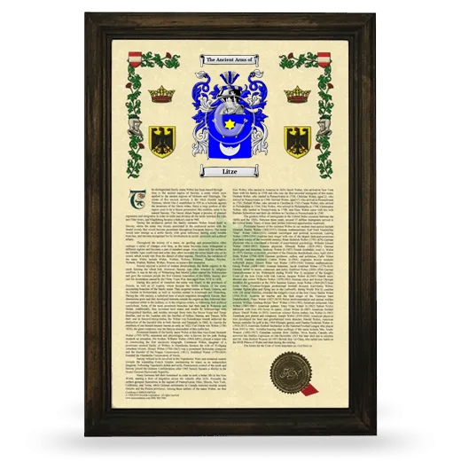 Litze Armorial History Framed - Brown