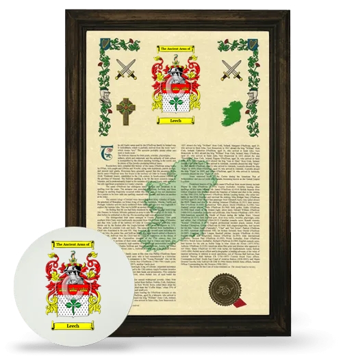 Leech Framed Armorial History and Mouse Pad - Brown