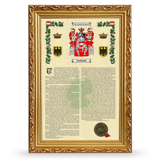 Lochynski Armorial History Framed - Gold