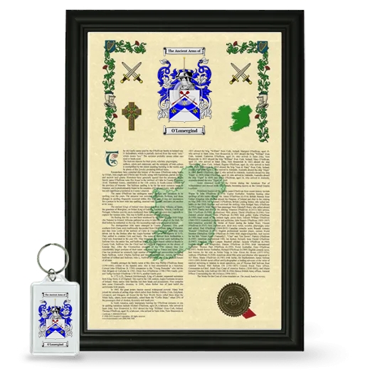 O'Lunergind Framed Armorial History and Keychain - Black