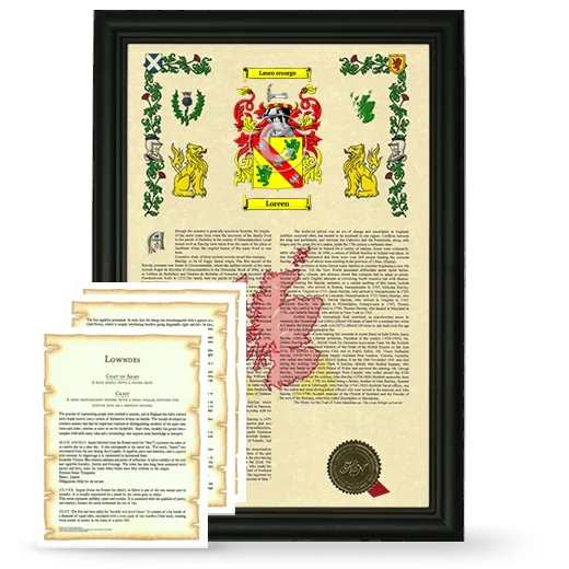 Loreen Framed Armorial History and Symbolism - Black