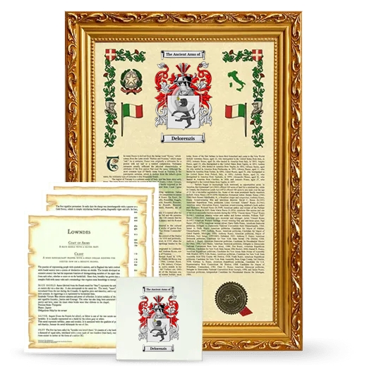 Delorenzis Framed Armorial, Symbolism and Large Tile - Gold