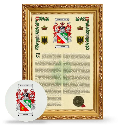 Lazore Framed Armorial History and Mouse Pad - Gold