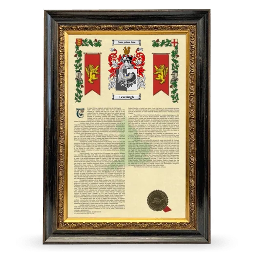 Levedaigh Armorial History Framed - Heirloom