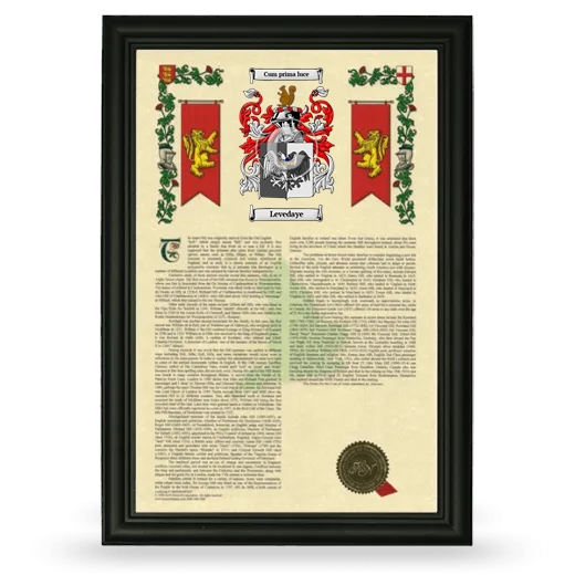 Levedaye Armorial History Framed - Black