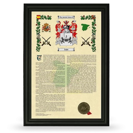 Loya Armorial History Framed - Black