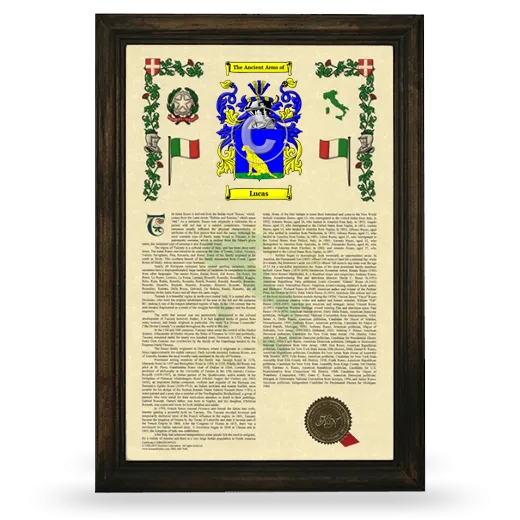 Lucas Armorial History Framed - Brown