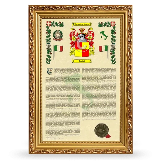 Lucini Armorial History Framed - Gold