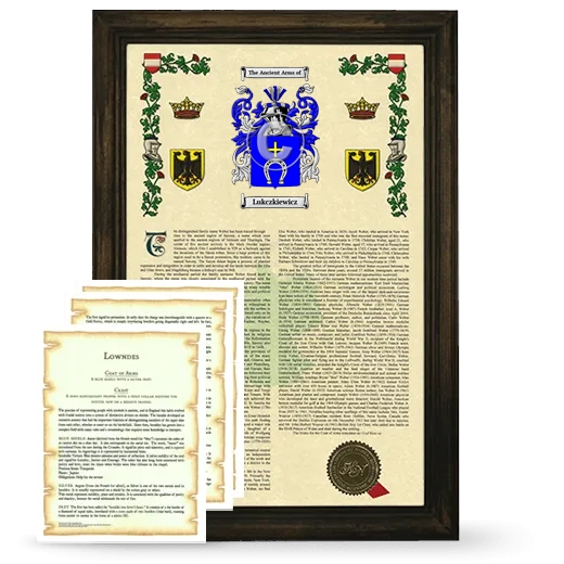 Lukczkiewicz Framed Armorial History and Symbolism - Brown