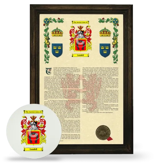 Lundell Framed Armorial History and Mouse Pad - Brown