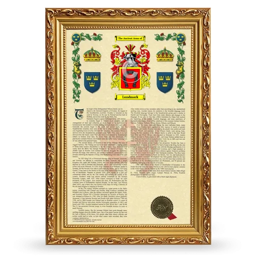 Lundmark Armorial History Framed - Gold