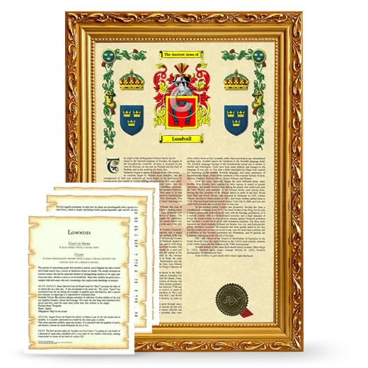 Lundvall Framed Armorial History and Symbolism - Gold