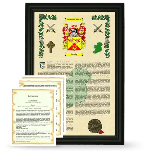 Lundy Framed Armorial History and Symbolism - Black