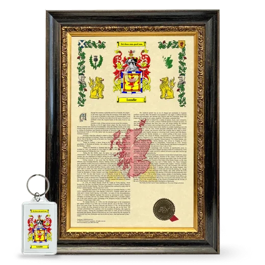 Lundie Framed Armorial History and Keychain - Heirloom