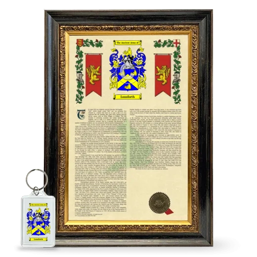 Lunsforth Framed Armorial History and Keychain - Heirloom