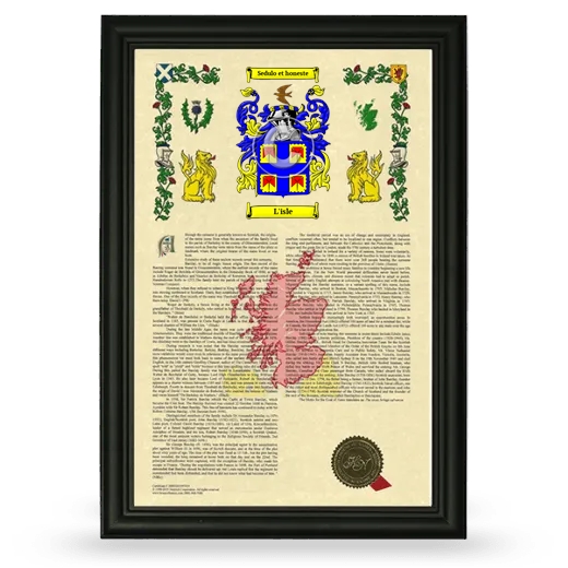 L'isle Armorial History Framed - Black