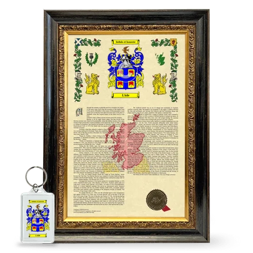 L'isle Framed Armorial History and Keychain - Heirloom