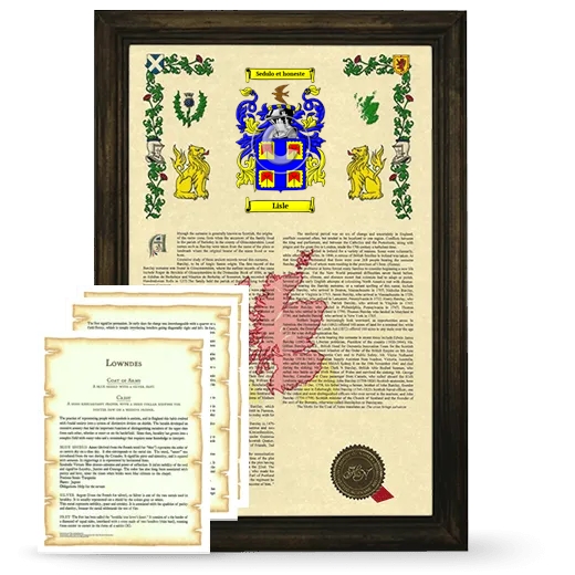 Lisle Framed Armorial History and Symbolism - Brown