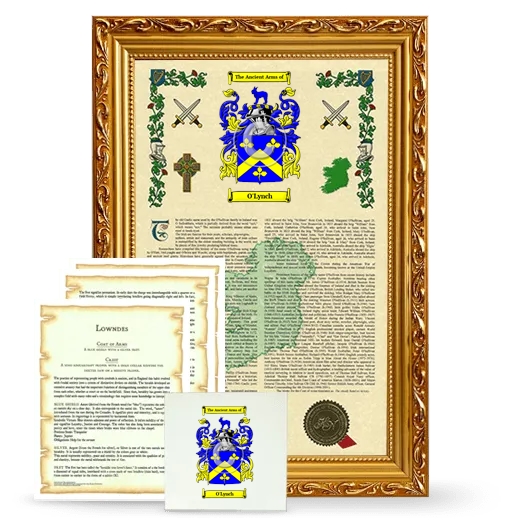 O'Lynch Framed Armorial, Symbolism and Large Tile - Gold